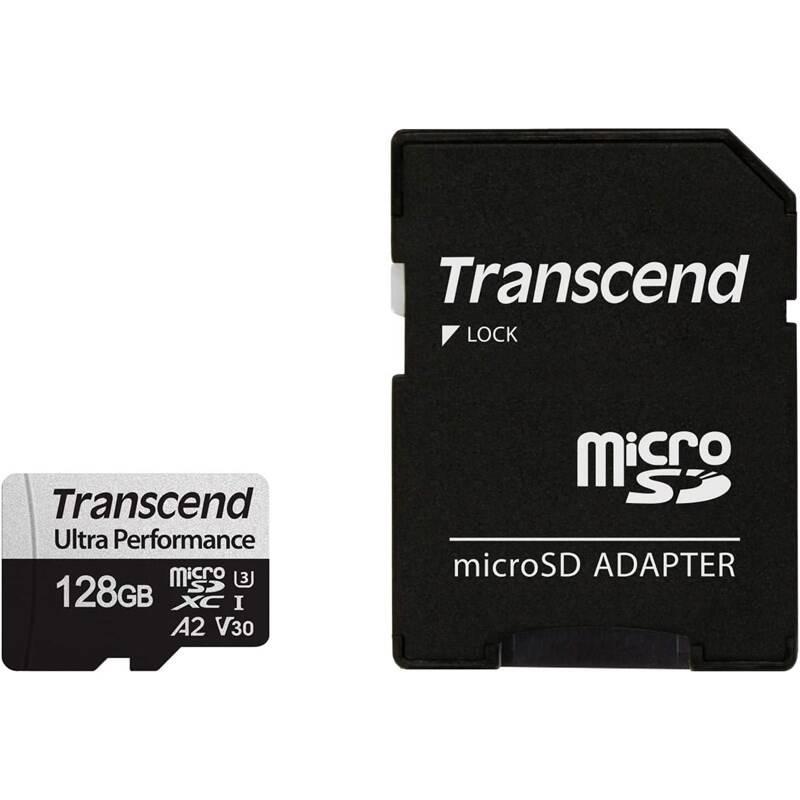 Paměťová karta Transcend 340S microSDXC 128GB UHS-I U3 V30 A2 adapter, Paměťová, karta, Transcend, 340S, microSDXC, 128GB, UHS-I, U3, V30, A2, adapter