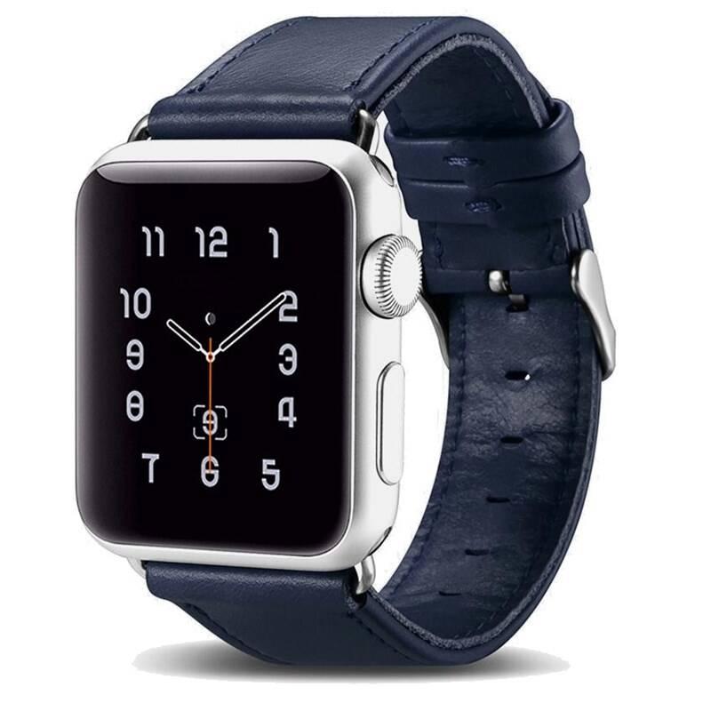 Řemínek iCarer na Apple Watch 42 mm Vintage Hovězí Kůže modrý
