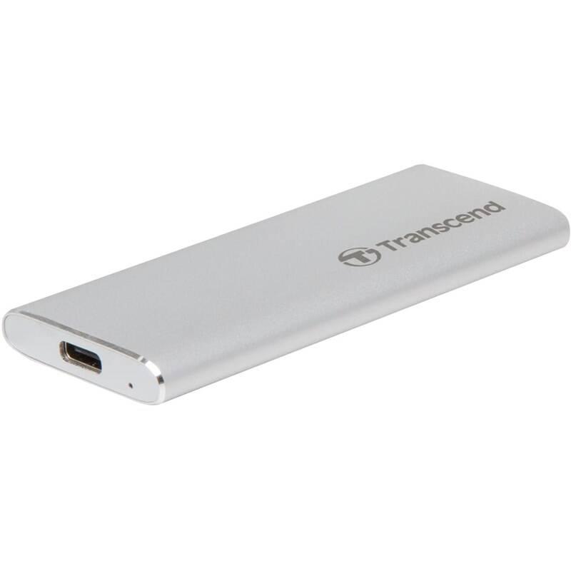 Box na HDD Transcend CM42 externí SSD rámeček, M.2 SATA SSD typ 2242, USB 3.0 USB-C stříbrný