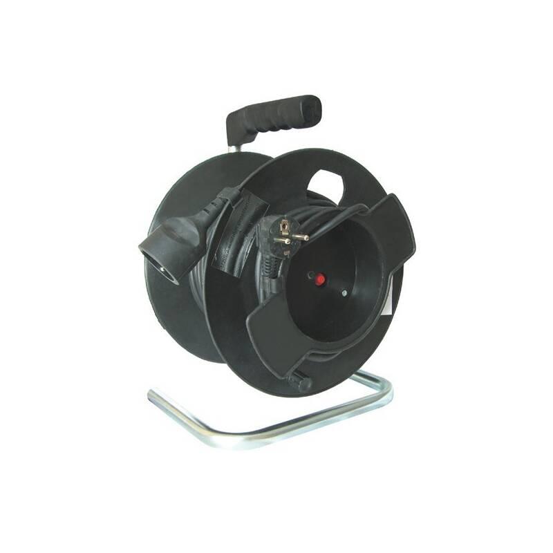 Kabel prodlužovací na bubnu Solight 1 zásuvka, 25m, 3x 1,5mm2 černý