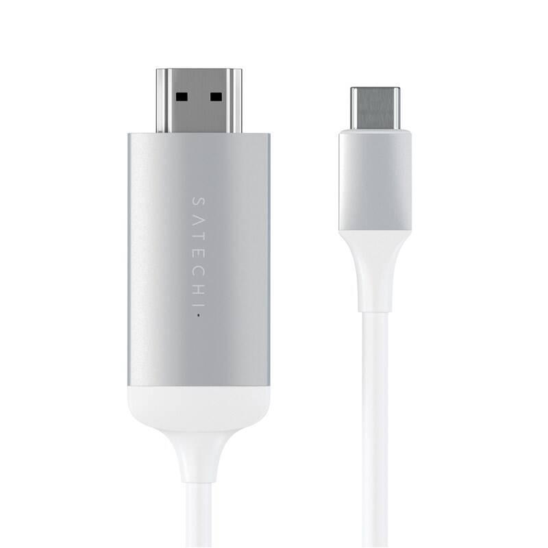Kabel Satechi USB-C HDMI 4K, 1,8 m stříbrný, Kabel, Satechi, USB-C, HDMI, 4K, 1,8, m, stříbrný