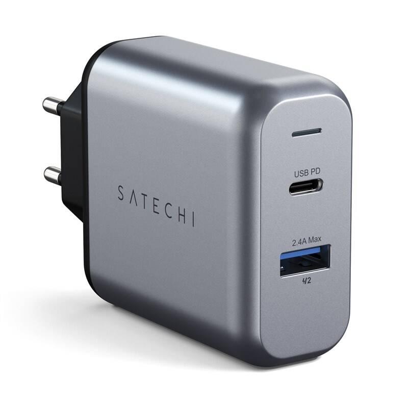 Nabíječka do sítě Satechi Dual-Port 1x USB, 1x USB-C PD 30W šedá