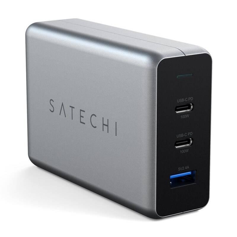 Nabíječka do sítě Satechi USB-C PD Compact GAN 100W 1xUSB, 2x USB-C PD šedá