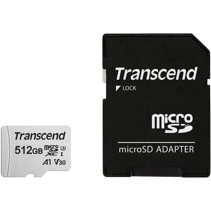 Paměťová karta Transcend 300S microSDXC 512GB UHS-I U3 V30 A1 adapter, Paměťová, karta, Transcend, 300S, microSDXC, 512GB, UHS-I, U3, V30, A1, adapter
