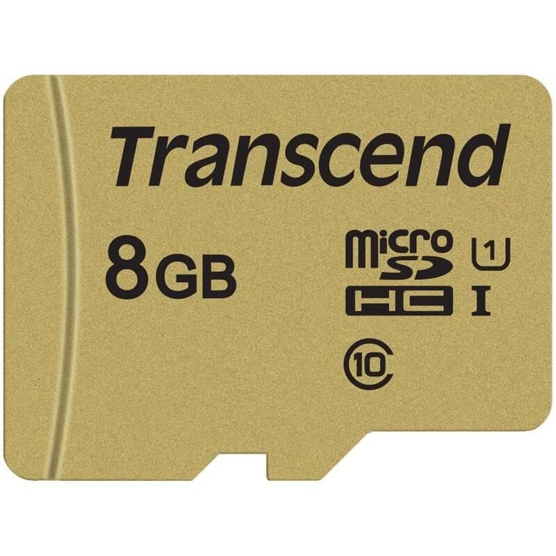 Paměťová karta Transcend 500S microSDHC 8GB UHS-I U1 adapter, Paměťová, karta, Transcend, 500S, microSDHC, 8GB, UHS-I, U1, adapter