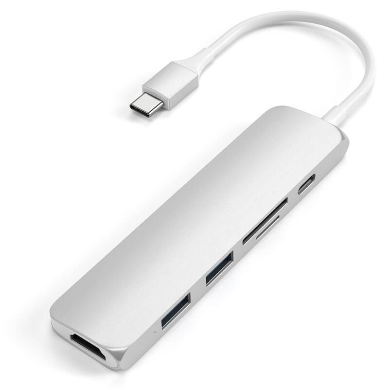 USB Hub Satechi USB-C Slim Multimedia Adapter V2 stříbrná