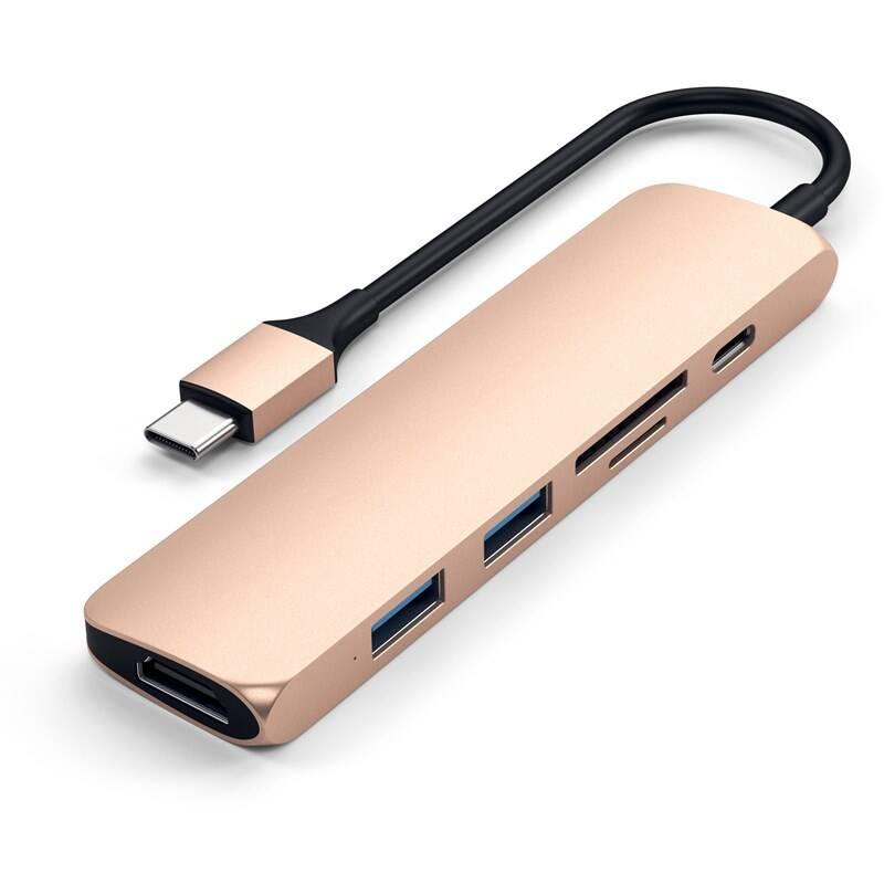 USB Hub Satechi USB-C Slim Multimedia Adapter V2 zlatá