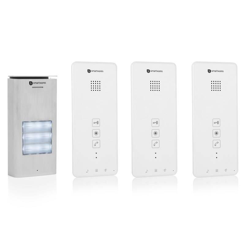 Zvonek Smartwares DIC-21132, sada pro 3 rodiny stříbrný bílý, Zvonek, Smartwares, DIC-21132, sada, pro, 3, rodiny, stříbrný, bílý