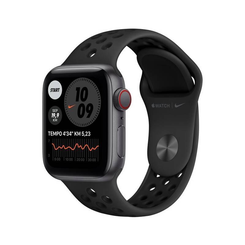 Chytré hodinky Apple Watch Nike SE GPS Cellular, 44mm pouzdro z vesmírně šedého hliníku - antracitově černý sportovní řemínek Nike
