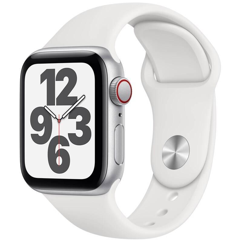 Chytré hodinky Apple Watch SE GPS Cellular, 40mm pouzdro ze stříbrného hliníku - bílý sportovní náramek