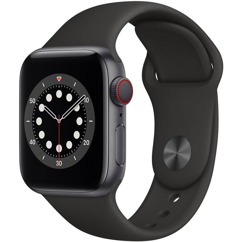 Chytré hodinky Apple Watch Series 6 GPS Cellular, 40mm pouzdro z vesmírně šedého hliníku - černý sportovní náramek