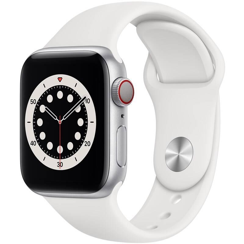 Chytré hodinky Apple Watch Series 6 GPS Cellular, 40mm pouzdro ze stříbrného hliníku - bílý sportovní náramek