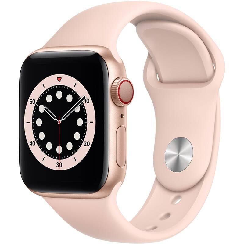 Chytré hodinky Apple Watch Series 6 GPS Cellular, 40mm pouzdro ze zlatého hliníku - pískově růžový sportovní náramek