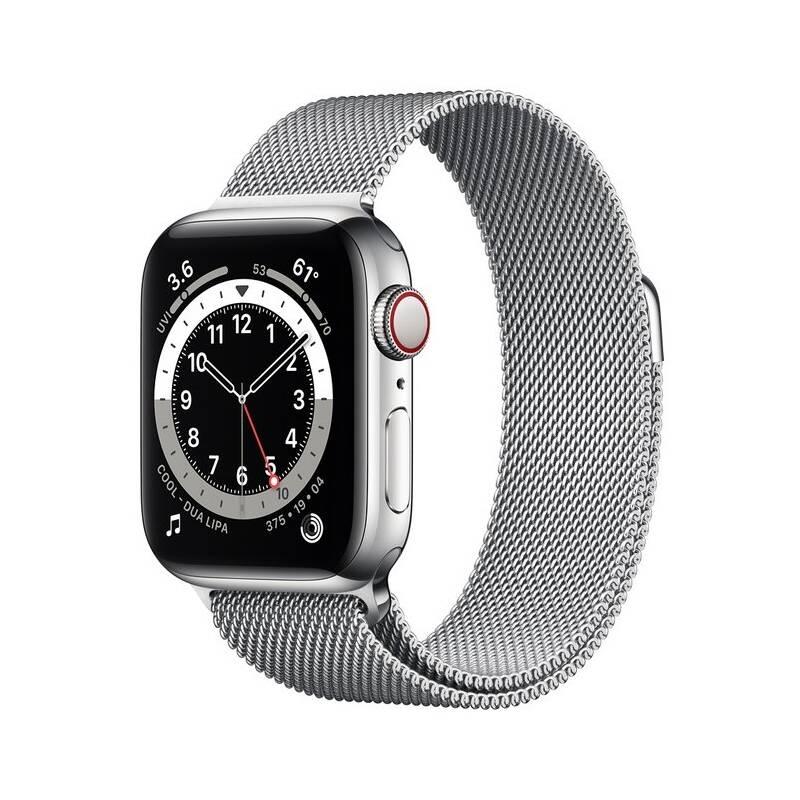 Chytré hodinky Apple Watch Series 6 GPS Cellular, 40mm stříbrné pouzdro z nerezové oceli - stříbrný milánský tah