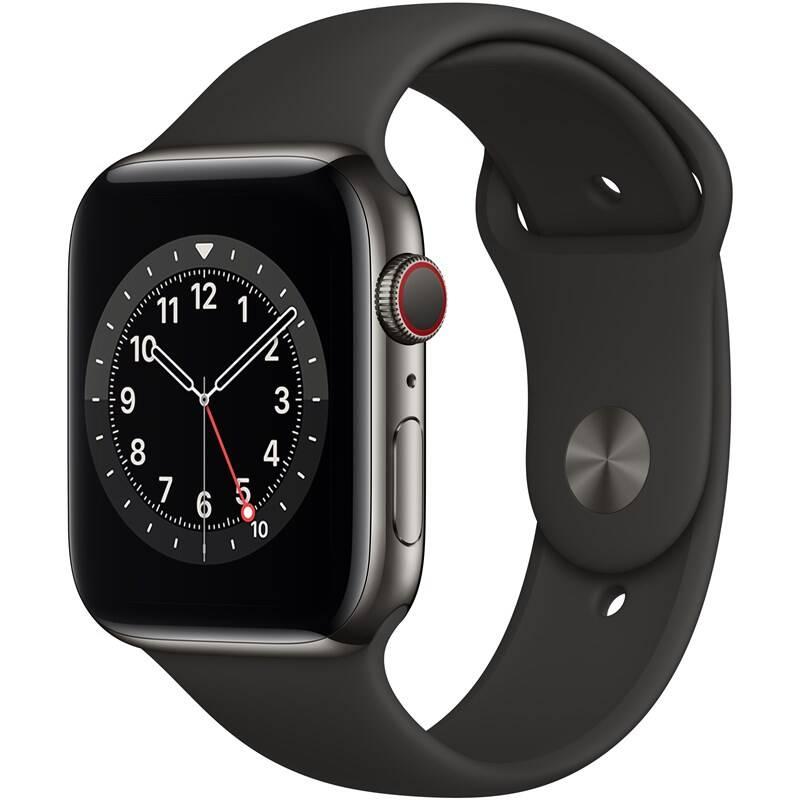 Chytré hodinky Apple Watch Series 6 GPS Cellular, 44mm grafitově šedé pouzdro z nerezové oceli - černý sportovní náramek