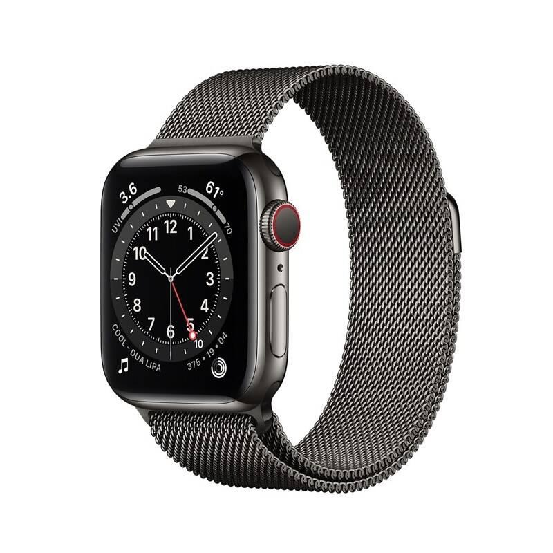 Chytré hodinky Apple Watch Series 6 GPS Cellular, 44mm grafitově šedé pouzdro z nerezové oceli - grafitově šedý milánský tah