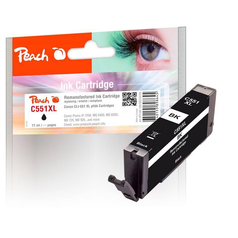 Inkoustová náplň Peach Canon CLI-551XL, 11 ml černá