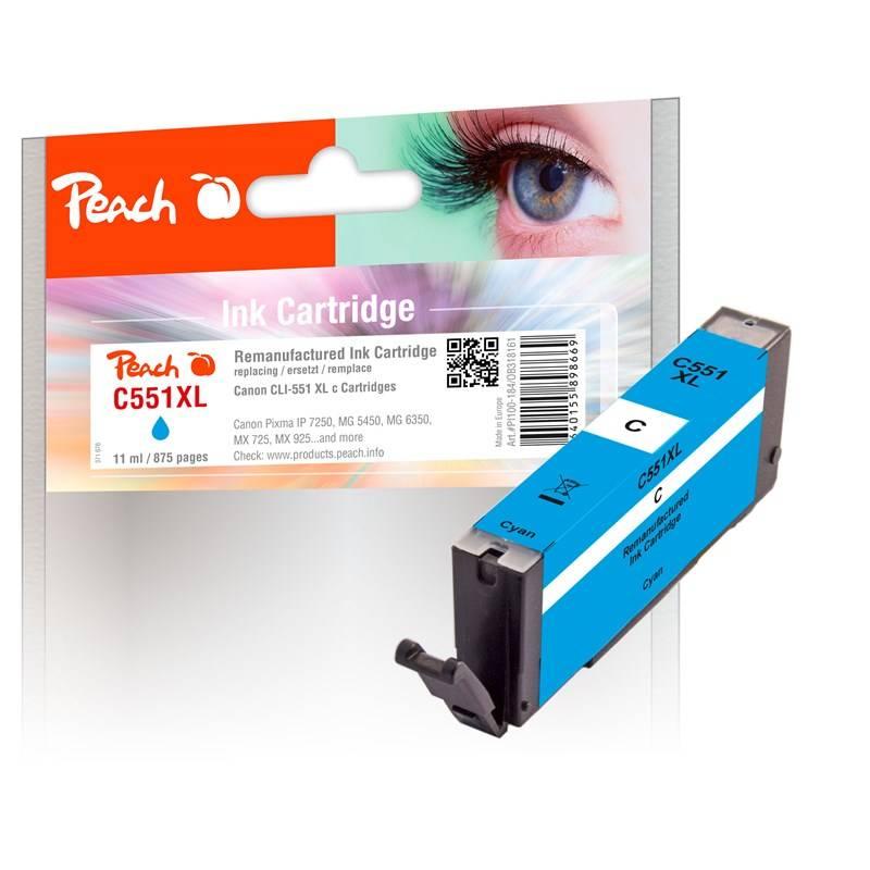Inkoustová náplň Peach Canon CLI-551XL, 11 ml modrá