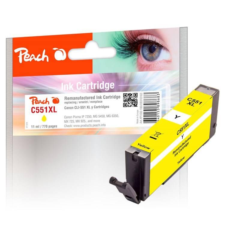 Inkoustová náplň Peach Canon CLI-551XL, 11 ml žlutá
