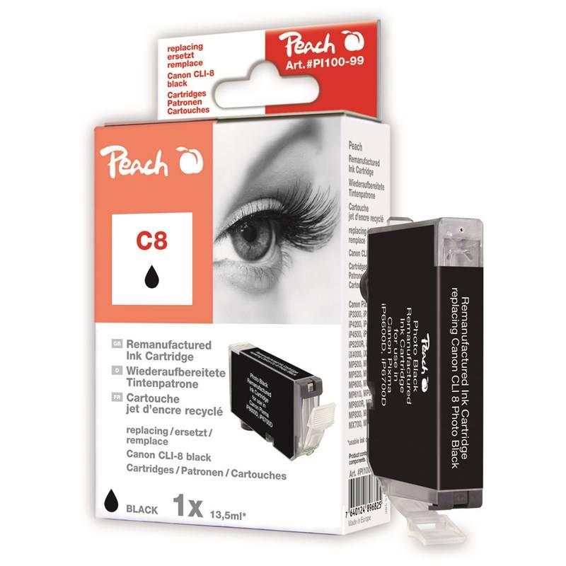 Inkoustová náplň Peach Canon CLI-8BK, 13 ml černá