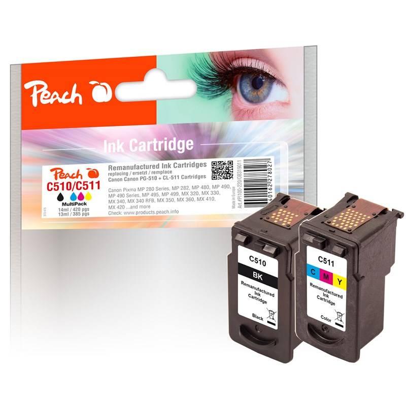 Inkoustová náplň Peach Canon PG-510 CL-511, MultiPack, 14, 13 ml CMYK