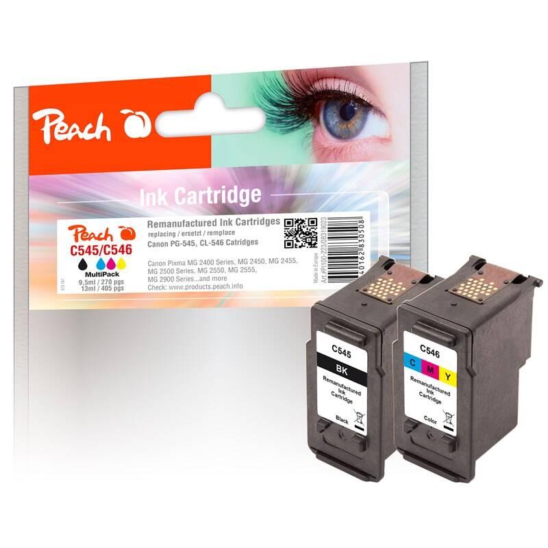 Inkoustová náplň Peach Canon PG-545 CL-546, MultiPack, 9,5 ml, 13 ml CMYK, Inkoustová, náplň, Peach, Canon, PG-545, CL-546, MultiPack, 9,5, ml, 13, ml, CMYK