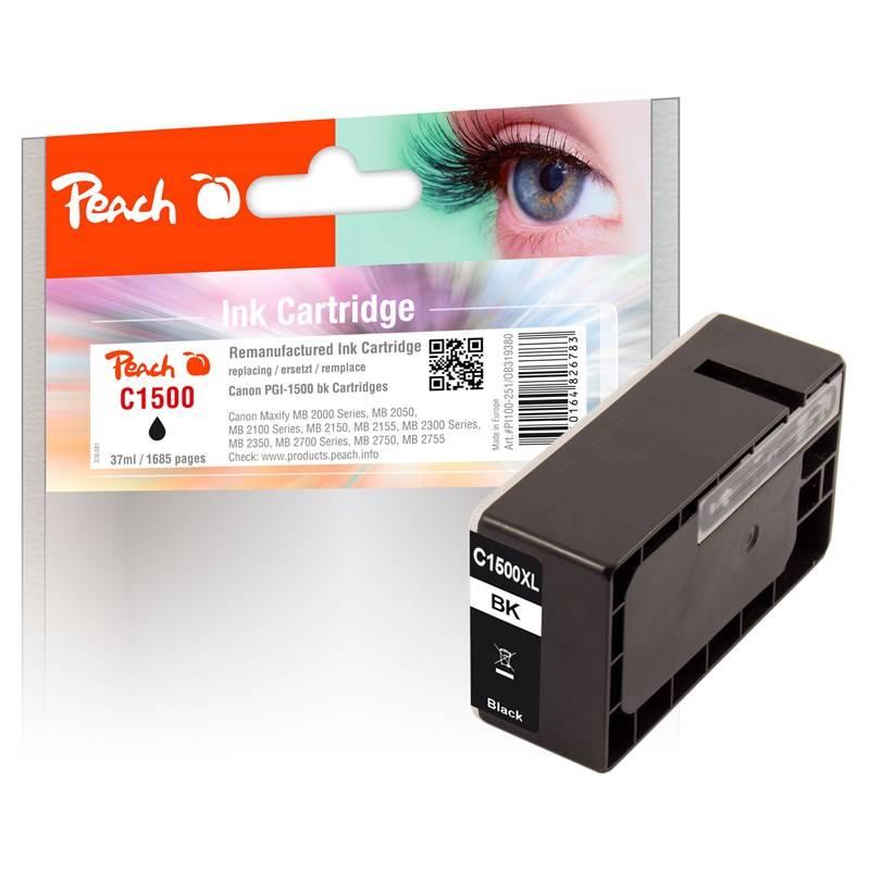 Inkoustová náplň Peach Canon PGI-1500XL, 37 ml černá