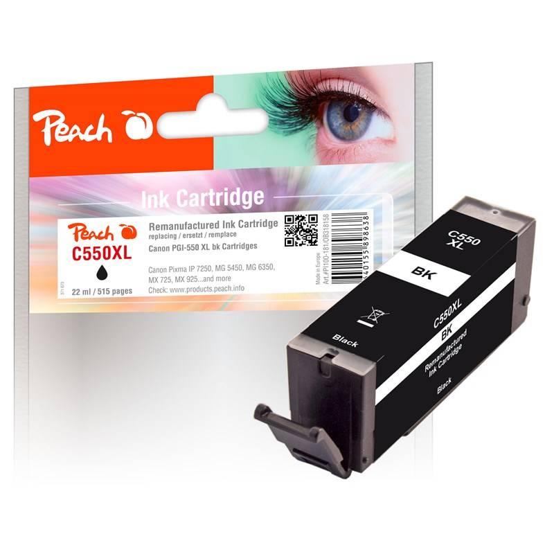 Inkoustová náplň Peach Canon PGI-550XL, 22 ml černá