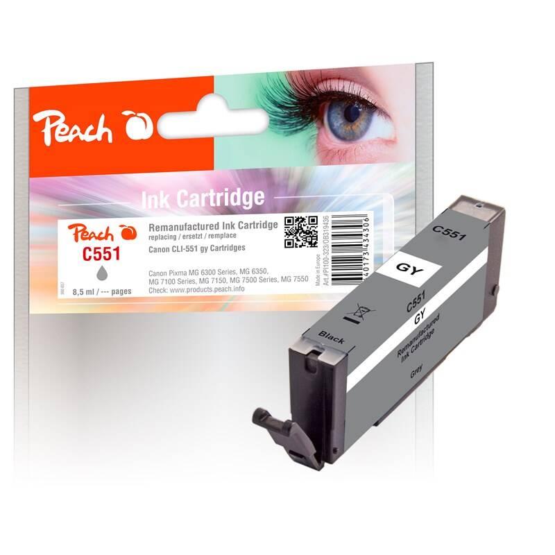 Inkoustová náplň Peach CLI-551GY, 8,5ml, kompatibilní