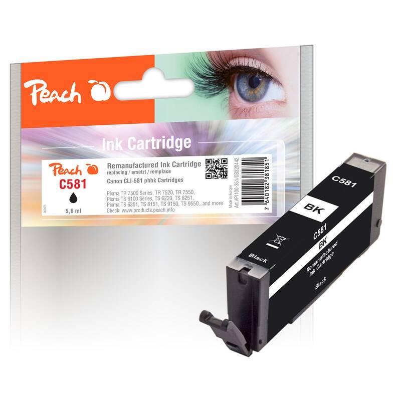 Inkoustová náplň Peach CLI-581, 5,6ml, kompatibilní černá