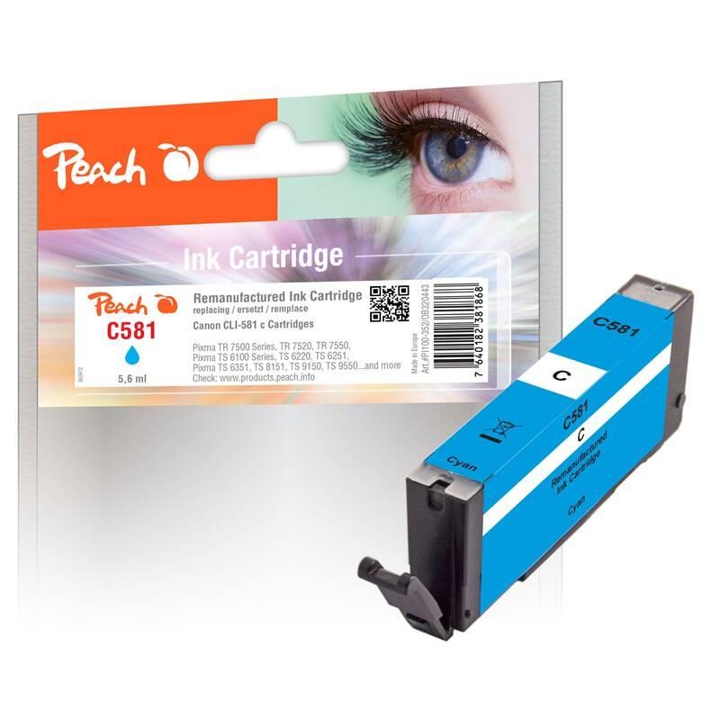 Inkoustová náplň Peach CLI-581, 5,6ml, kompatibilní modrá, Inkoustová, náplň, Peach, CLI-581, 5,6ml, kompatibilní, modrá