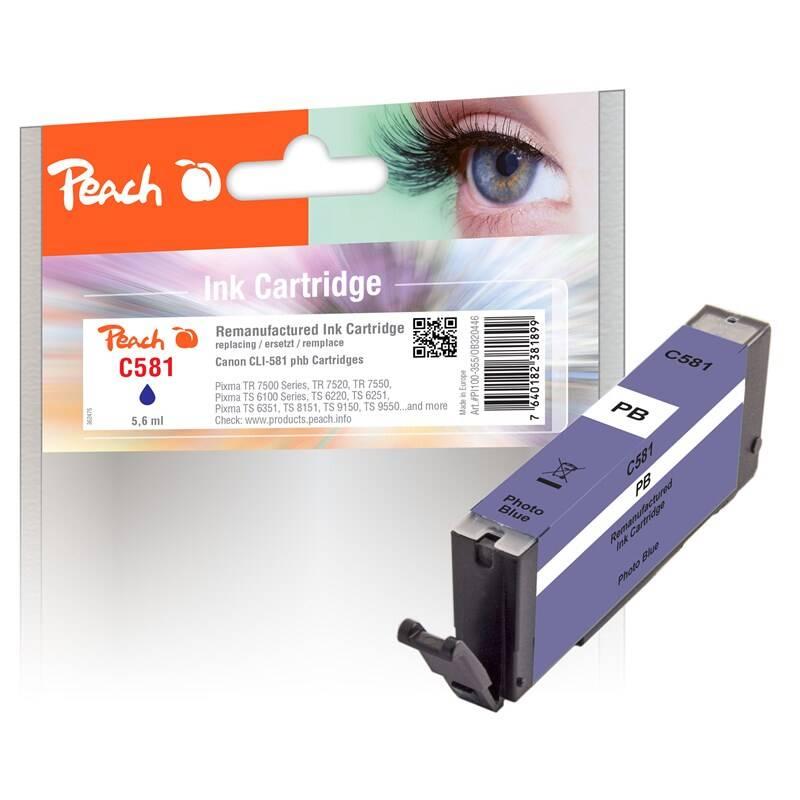 Inkoustová náplň Peach CLI-581, 5,6ml, kompatibilní modrá