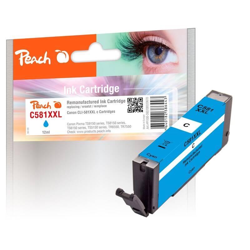 Inkoustová náplň Peach CLI-581XXL 1995C001, 12ml, kompatibilní modrá