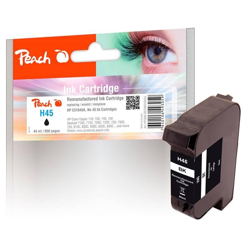 Inkoustová náplň Peach HP 51645A, No. 45, 44 ml černá