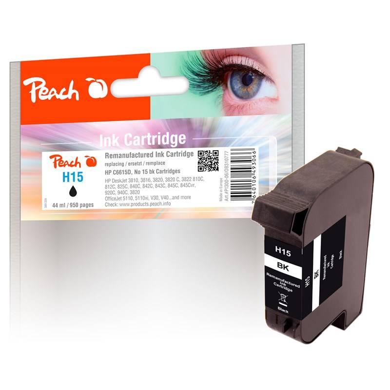 Inkoustová náplň Peach HP C6615D, No. 15, 44 ml černá