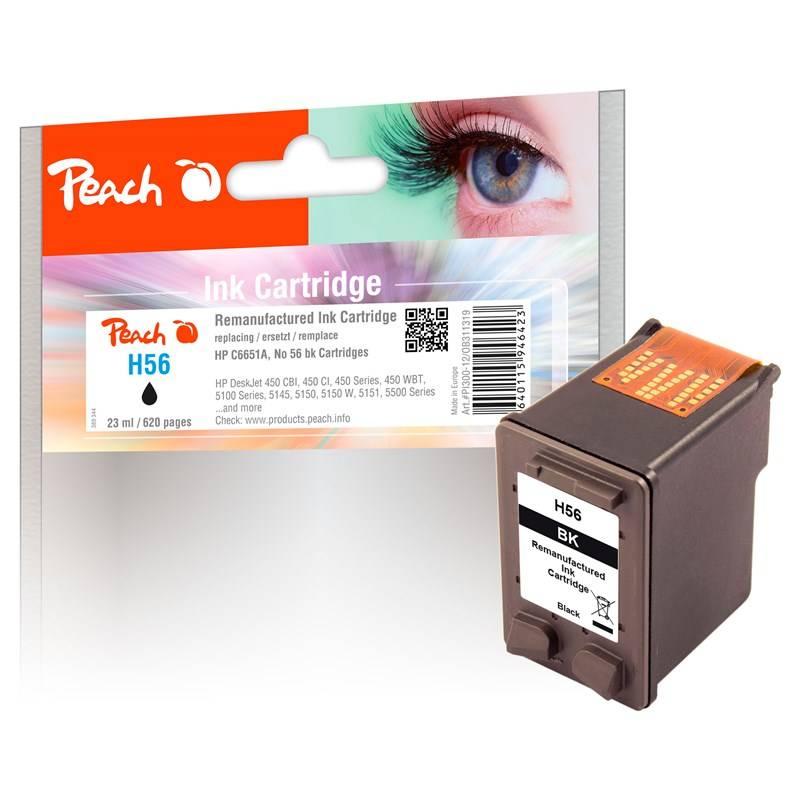 Inkoustová náplň Peach HP C6656A, No. 56, 23 ml černá