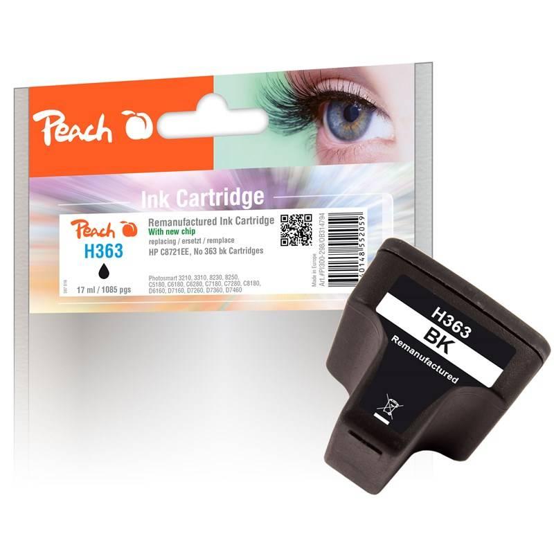 Inkoustová náplň Peach HP C8721EE, No. 363, 17 ml černá