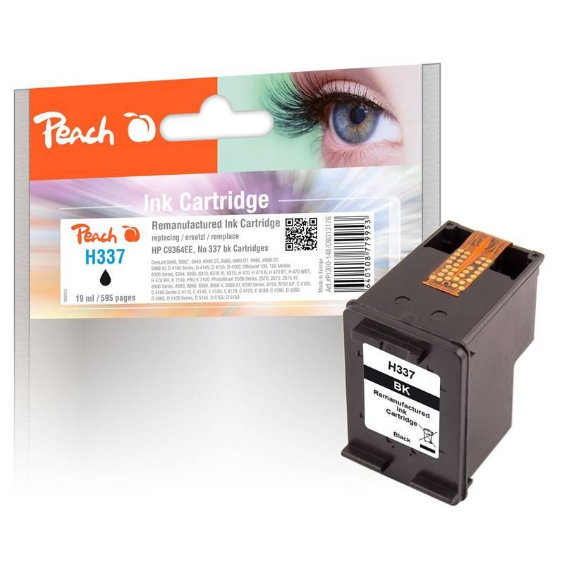 Inkoustová náplň Peach HP C9364E, No. 337, 19 ml černá