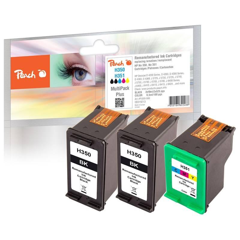 Inkoustová náplň Peach HP No. 350 351, MultiPack Plus, 2x19, 1x8,5 ml CMYK