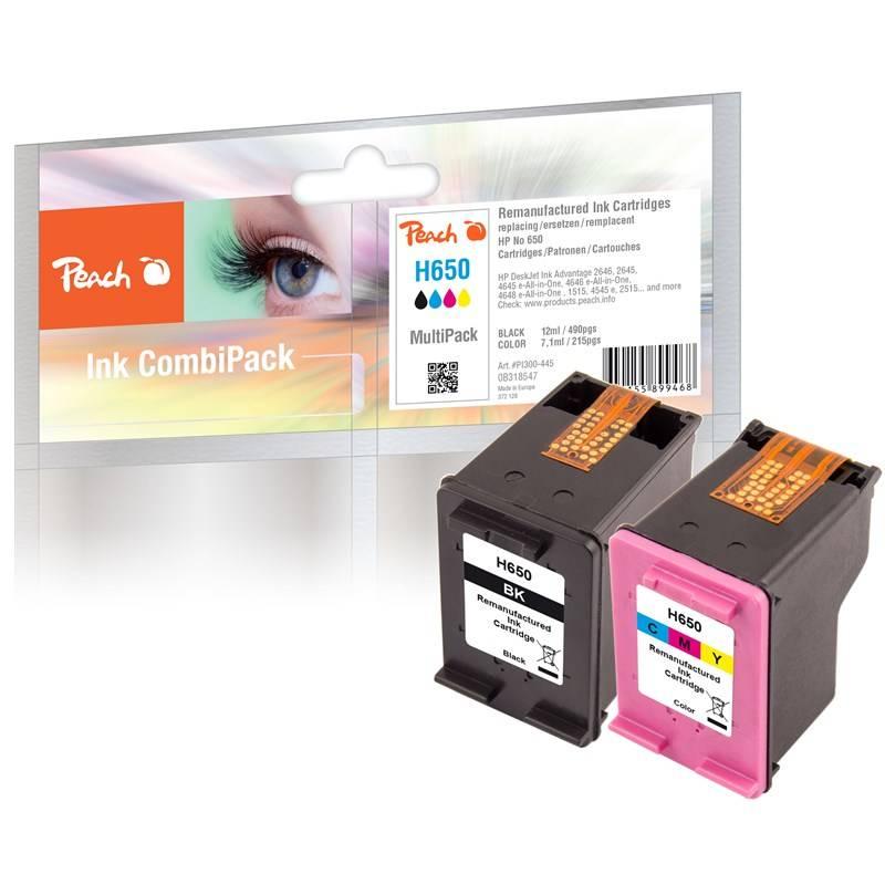 Inkoustová náplň Peach HP No. 650, MultiPack, 12 ml, 7,1 ml CMYK