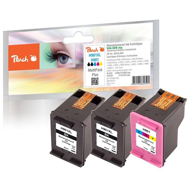 Inkoustová náplň Peach HP No. 901XL 901, MultiPack Plus, 2x20, 1x21 ml CMYK