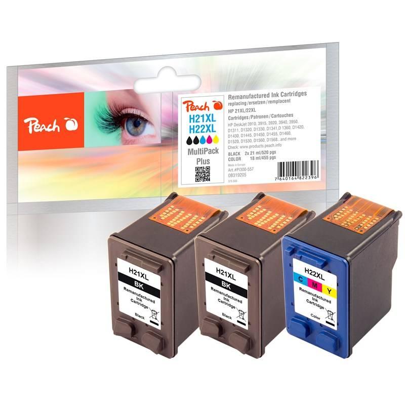 Inkoustová náplň Peach HP PI300-557, No. 21 No. 22, MultiPack Plus, 2x21, 1x18 ml CMYK
