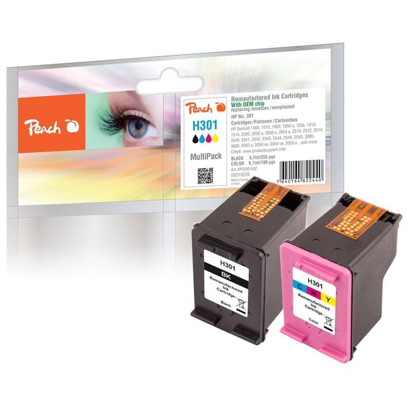 Inkoustová náplň Peach HP PI300-562, No. 301, MultiPack, 1x5,7, 1x6,7 ml CMYK