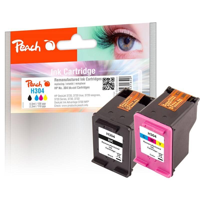 Inkoustová náplň Peach HP PI300-802, No. 304, MultiPack, 2x4,5 ml CMYK