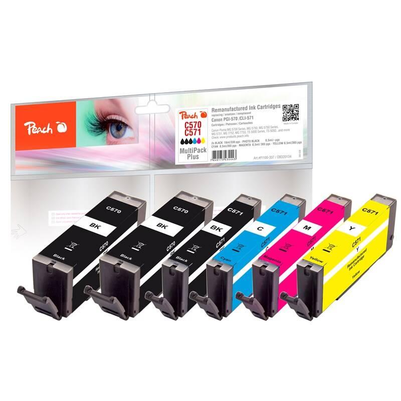 Inkoustová náplň Peach PGI-570 CLI-571 MultiPack Plus, kompatibilní