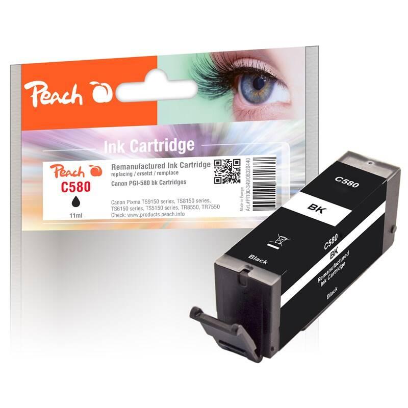Inkoustová náplň Peach PGI-580, 11ml, kompatibilní černá