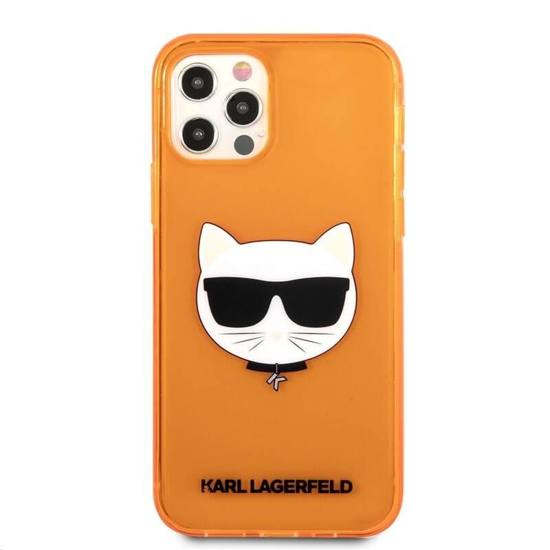 Kryt na mobil Karl Lagerfeld Choupette Head na Apple iPhone 12 12 Pro oranžový