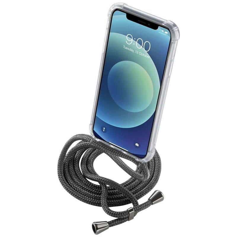 Kryt na mobil CellularLine Neck-Case s černou šňůrkou na krk na Apple iPhone 11 průhledný