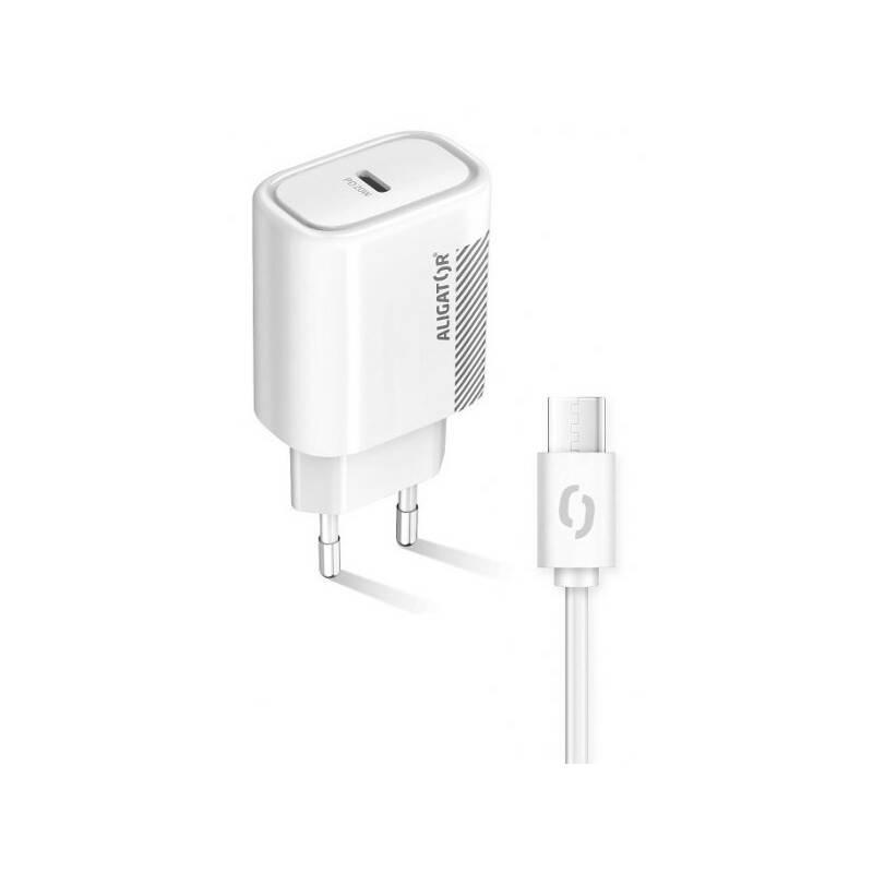 Nabíječka do sítě Aligator USB-C PD 20W USB-C kabel bílá