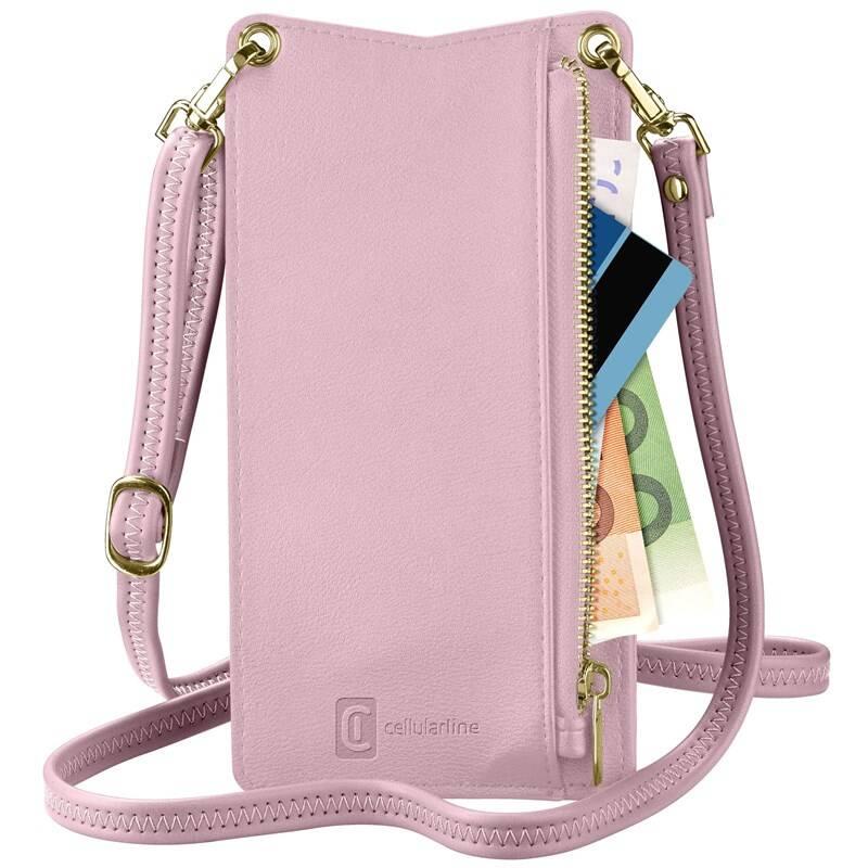 Pouzdro na mobil CellularLine Mini Bag na krk růžové